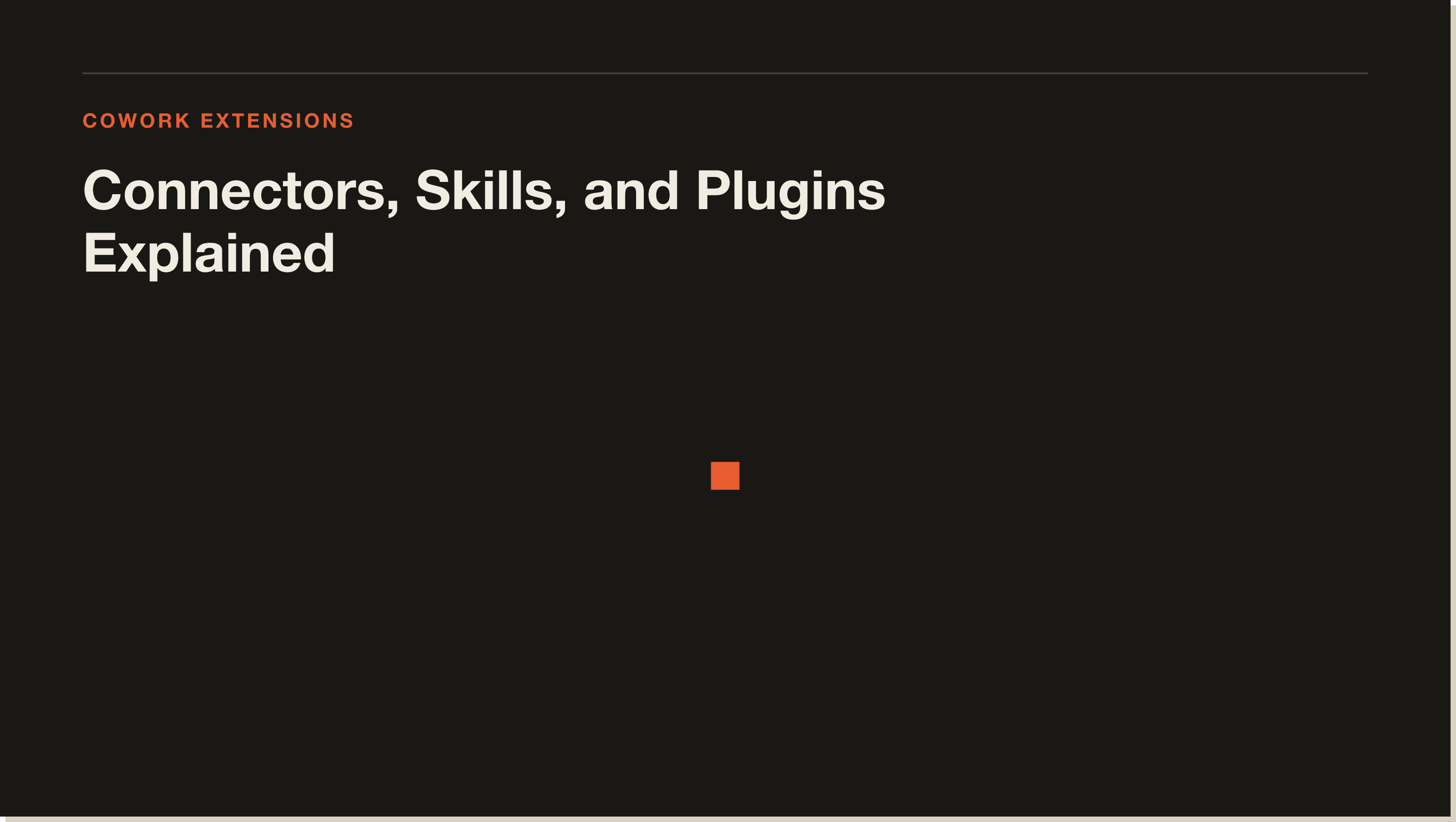 A plugin bundles connectors (external service access) and skills (reusable instructions) into one install. Claude Cowork plugins: connectors, skills, and plugin bundles explained